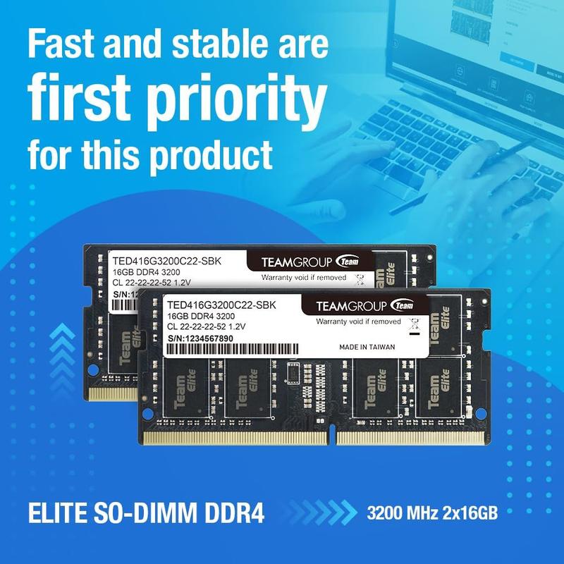 TEAMGROUP Elite DDR4 32GB(2×16GB)3200MHz TEAMGROUP Kit Elite DDR4 32 GB (2 x 16GB) 3200 MHz PC4-25600 CL22
